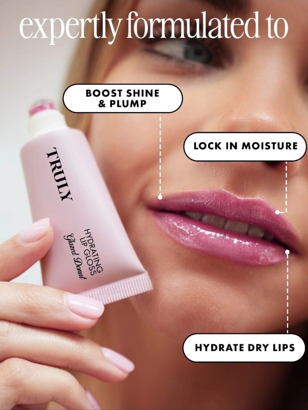 TRULY Hydrating Lip GlossHigh Shine & Tinted In Glazed Donut